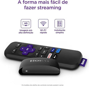 Roku Express | Dispositivo de streaming para TV HD/Full HD compatível com Alexa, Siri e Google. Inclui Cabo HDMI Premium